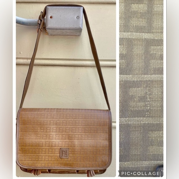 VINTAGE FENDI Zucchino Brown Monogram Coated Canvas Shoulder Messenger Bag - Picture 1 of 15